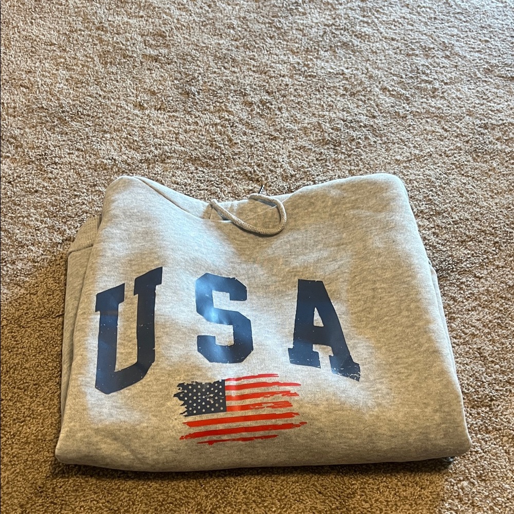 SHEIN Gray USA Crewneck Sweatshirt